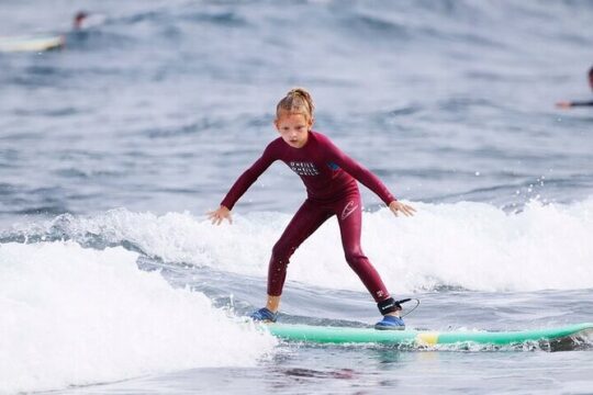 Group Surf Class in Playa de Las Américas with Photographs